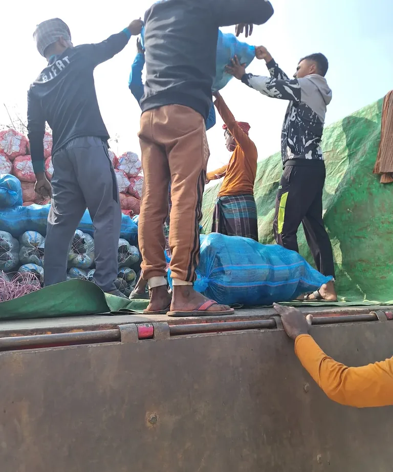 Produce being loaded