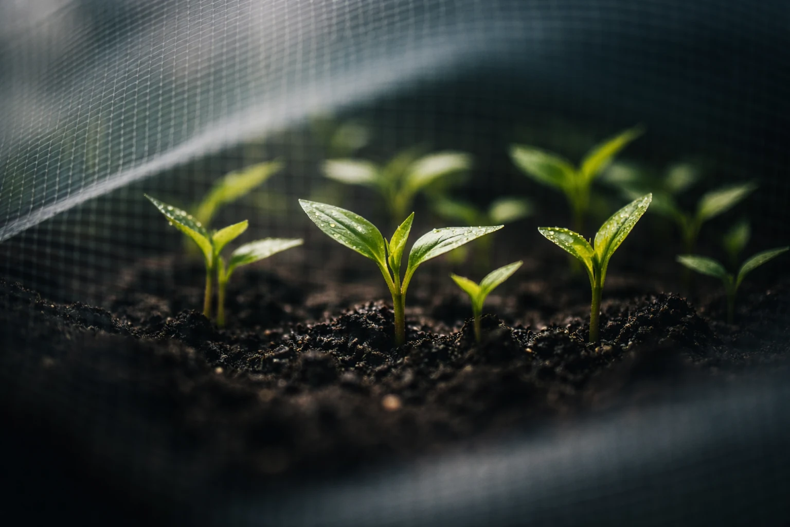 Close view of vegetable seedlings